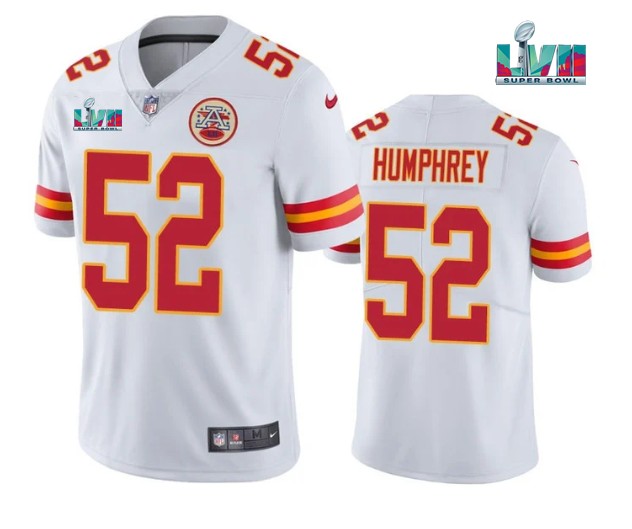 Men’s Kansas City Chiefs #52 Creed Humphrey White Super Bowl LVII Patch Vapor Untouchable Limited Stitched Jersey